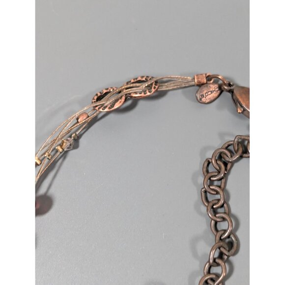 Chicos Copper Tone Red Glass Multi Wire Necklace Boho Coastal Chic 20" - Picture 6 of 9